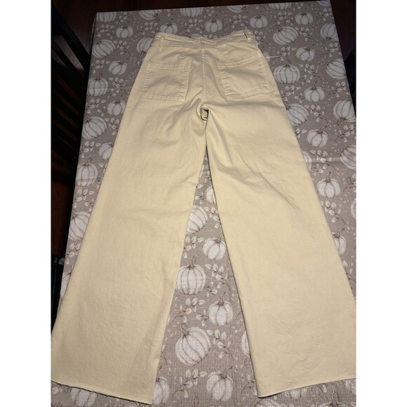 OAT New York Women’s Wide Leg Khakis Size 4 31” Inseam work boho Tan pants - Picture 5 of 13